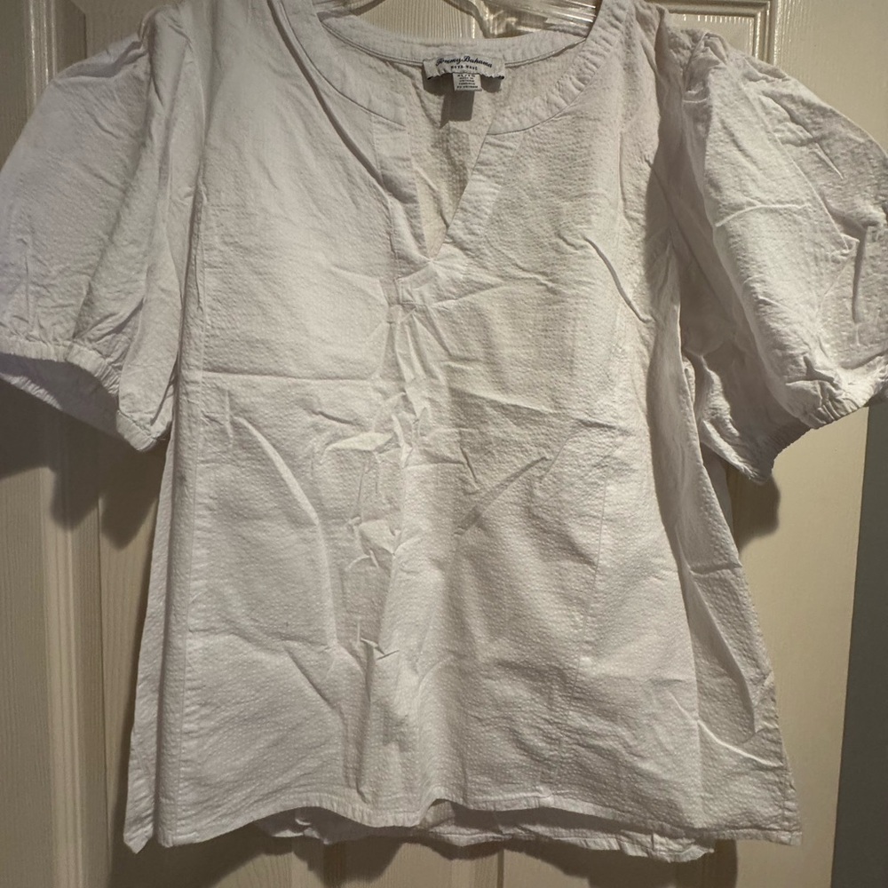 Tommy Bahama White Puff Sleeve Blouse
